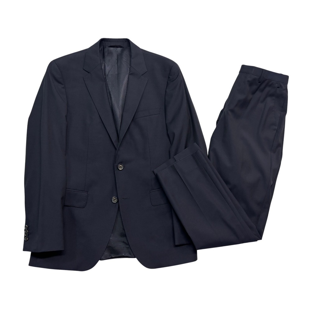 Hugo Boss 36R 31x30 Navy Blue 2pc Pant Suit The James3/Sharp5 Wool Flat Front